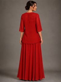A-line 2 Pieces Chiffon Appliques Mother of The Bride Dresses with Jackets