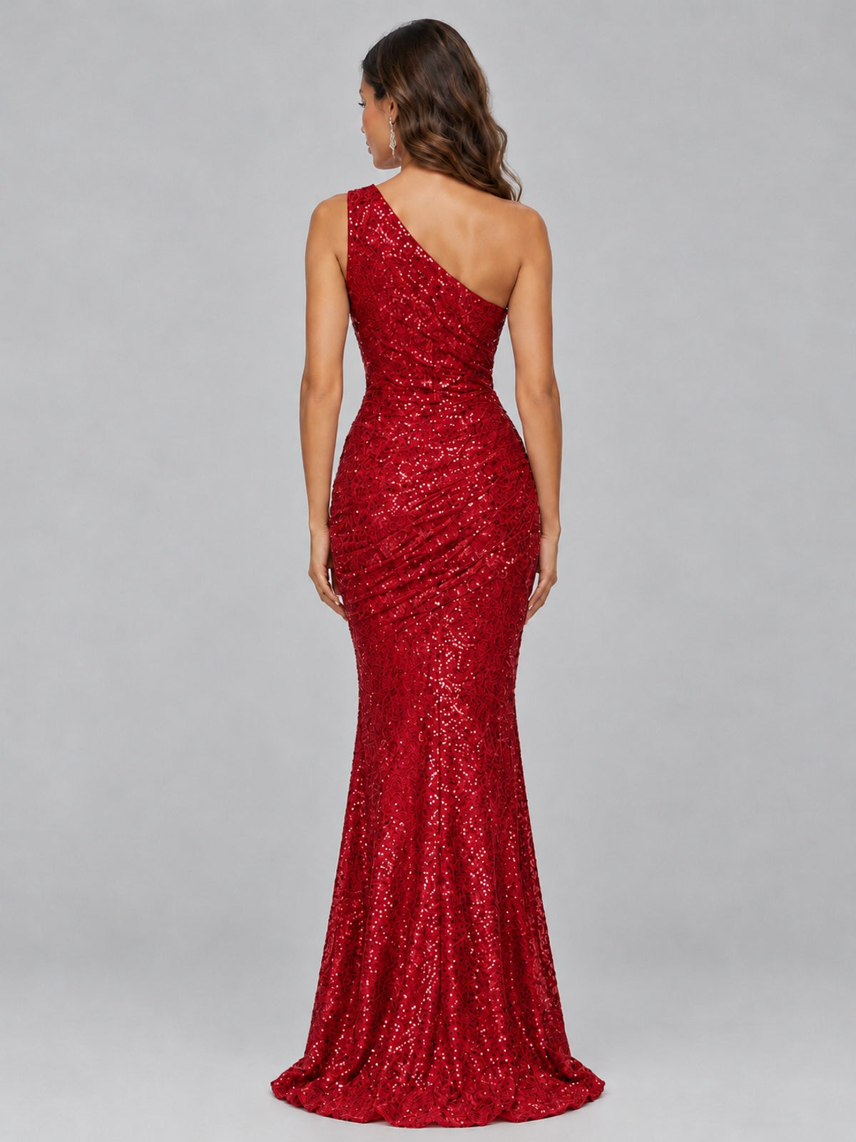 Sequin Mermaid One Shoulder Prom Dress Long formal Gown