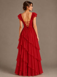 Ruffle Tiered V Neck Maxi Dress