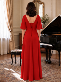 V-Neck Chiffon Lace Mother of the Bride Dresses