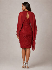 Floral Sheath Mother of the Bride Dress with Cape Overlay