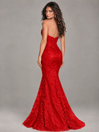 Strapless Corset Mermaid Prom Dress Lace Appliqué Formal Gown