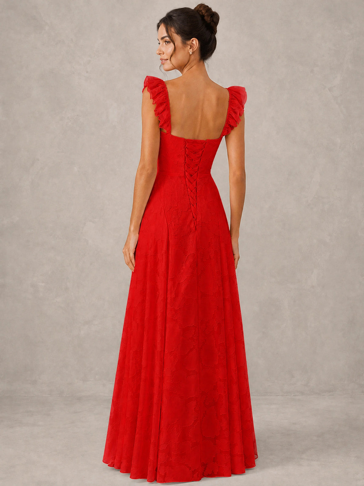 Jacquard Square Neck A-Line Maxi Dress