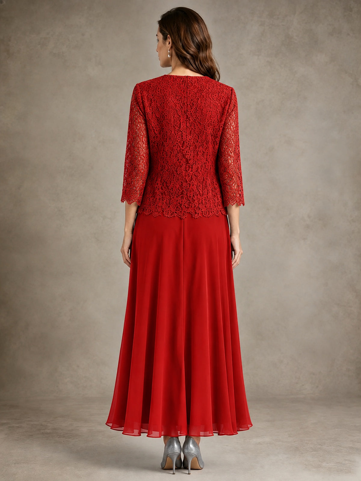 2-Piece Chiffon Mother of the Bride Dress with Lace Jacket
