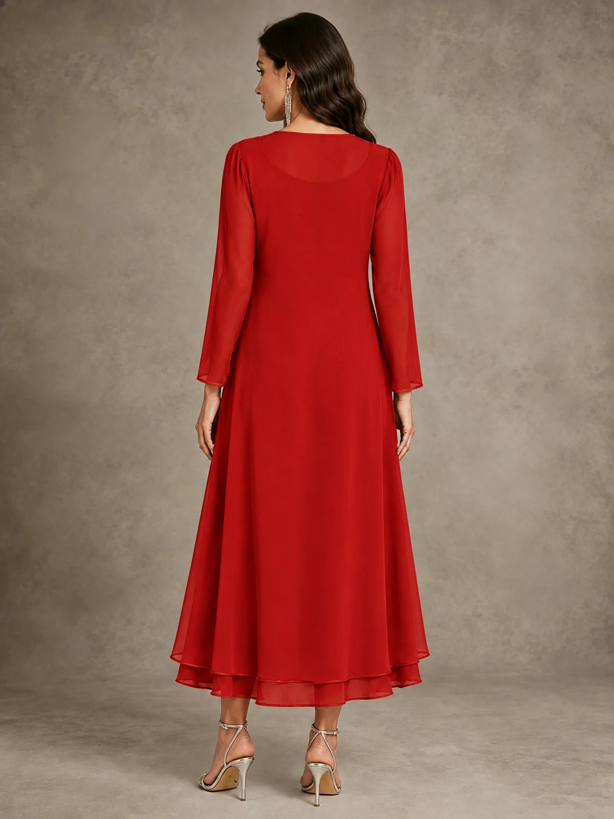 Sequin Chiffon Mother of the Bride Dress with Jacket