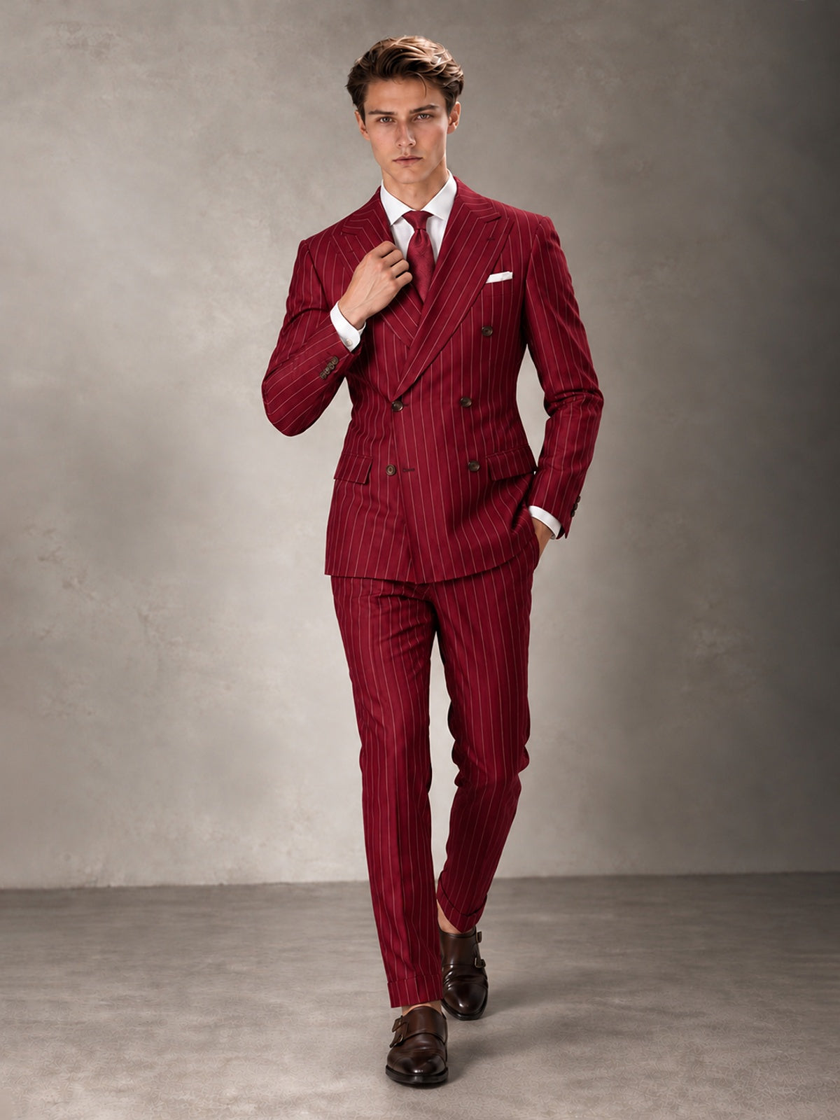 Double Breasted Pinstripe Men's Suit 2 Piece (Jacket & Pants) for Wedding & Formal Prom