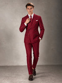 Double Breasted Pinstripe Men's Suit 2 Piece (Jacket & Pants) for Wedding & Formal Prom