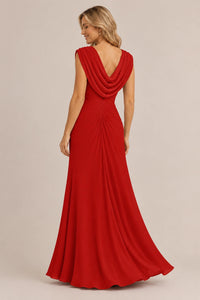 Cowl Neck Ruched Chiffon Mother of the Bride Dress