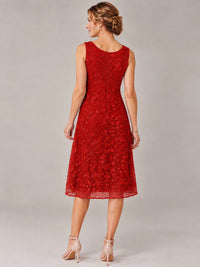 Tea Length Sequin Lace Mother of The Bride Dress with Chiffon Jacket