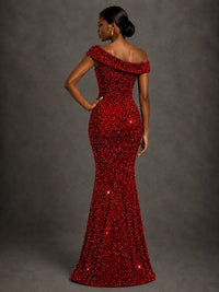 Sequin Off Shoulder Mermaid Prom Dress