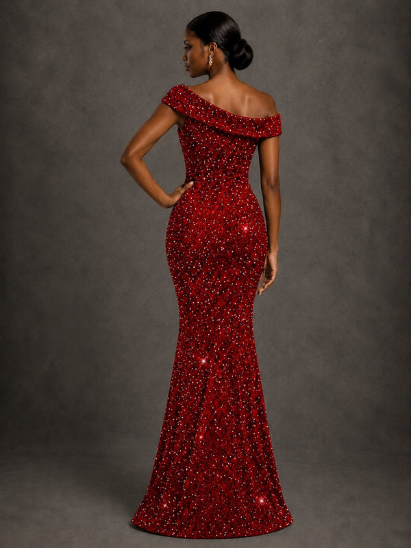 Sequin Off Shoulder Mermaid Prom Dress