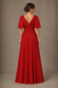A-Line Chiffon Mother of the Bride Dress with Applique