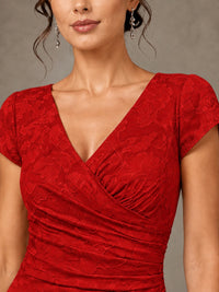 V-Neck Floral Jacquard Mother of the Bride Dress with Slit