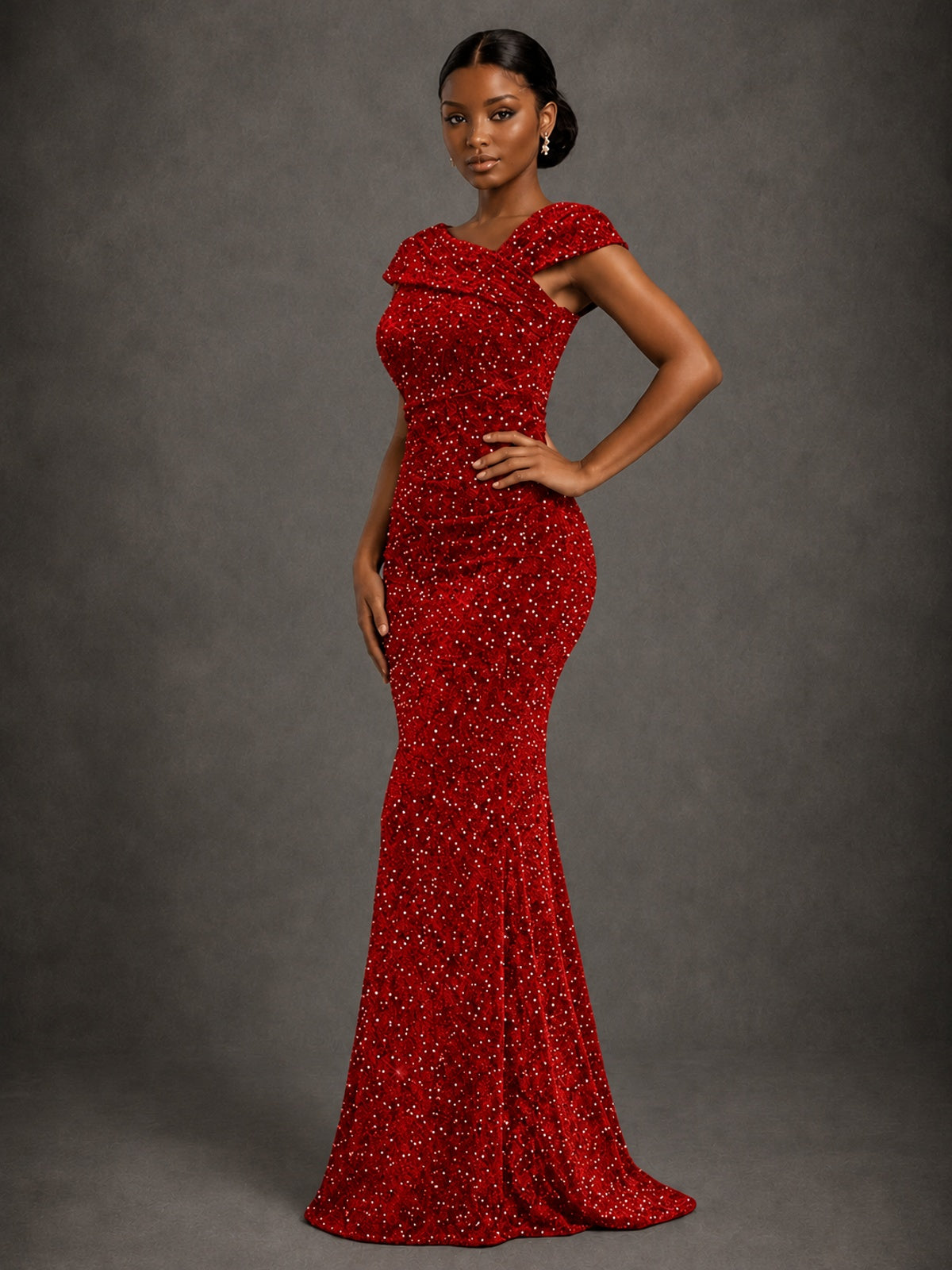 Sequin Off Shoulder Mermaid Prom Dress