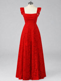 Jacquard Square Neck A-Line Maxi Dress