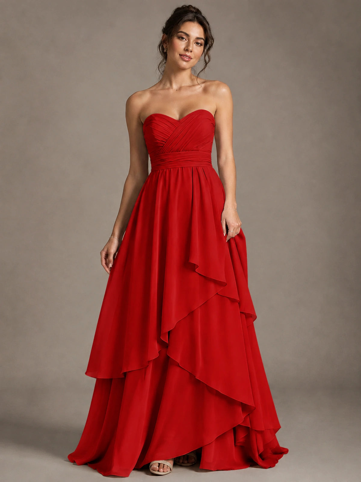 Strapless Ruffle A-Line Maxi Dress