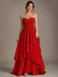 Strapless Ruffle A-Line Maxi Dress