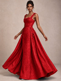 Light Blue 3D Floral Jacquard Prom Dress with Detachable Overskirt Corset Gown