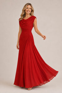 Cowl Neck Ruched Chiffon Mother of the Bride Dress
