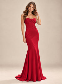 Light Blue Strapless Sweetheart Mermaid Prom Dress with Pleated Bodice