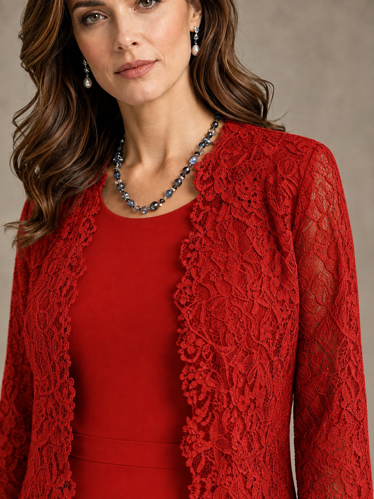 2-Piece Chiffon Mother of the Bride Dress with Lace Jacket