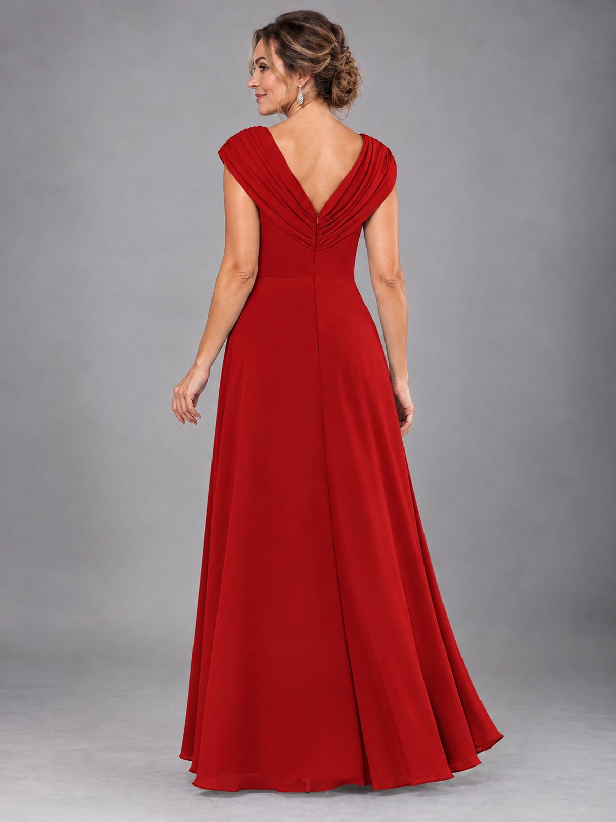 Cap Sleeve Chiffon A-Line Mother of the Bride Dress