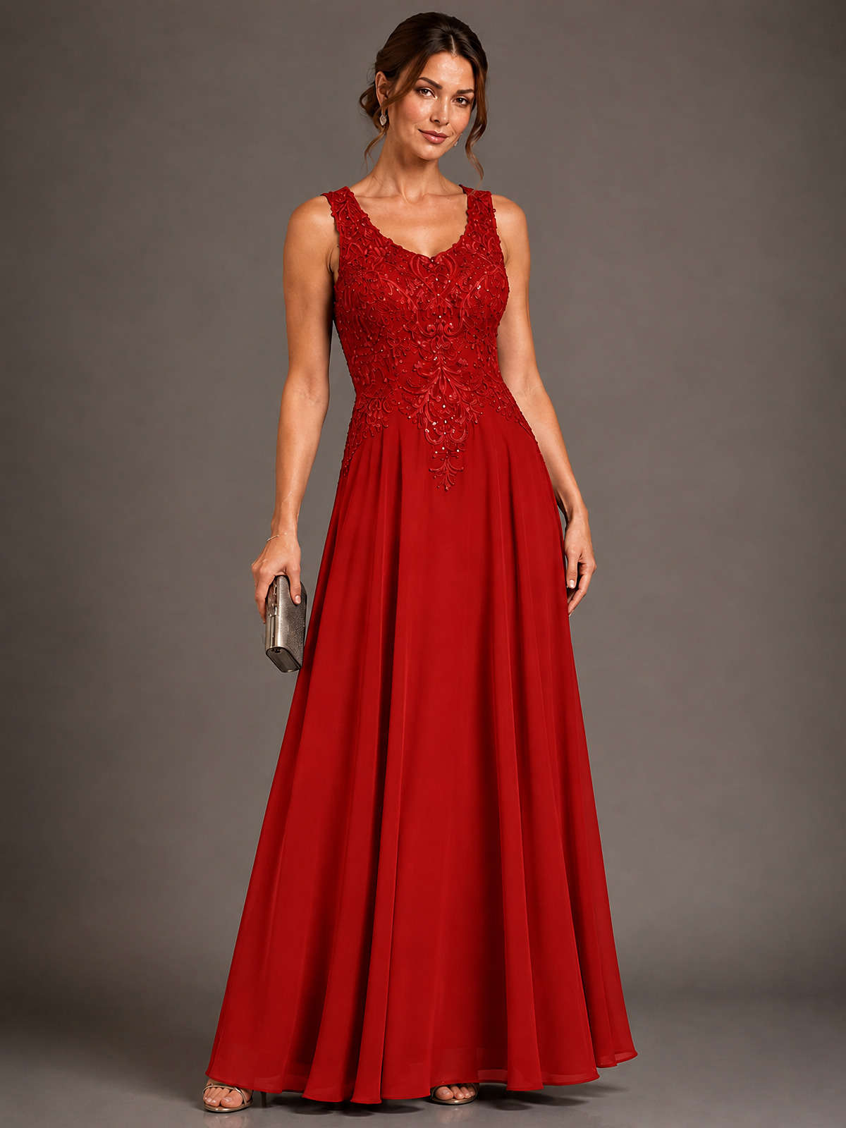 A-line 2 Pieces Chiffon Appliques Mother of The Bride Dresses with Jackets