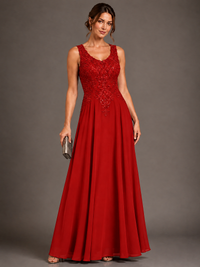 A-line 2 Pieces Chiffon Appliques Mother of The Bride Dresses with Jackets