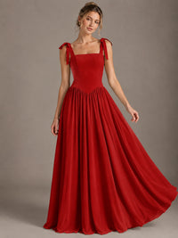 Square Neck A-Line Maxi Dress