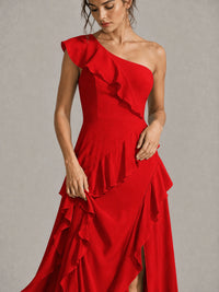 Sage Green One Shoulder Ruffle Bridesmaid Dress