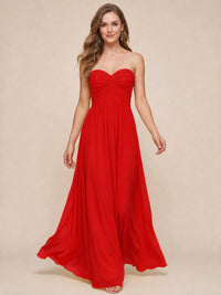 Strapless Pleated Chiffon A-Line Bridesmaid Dress