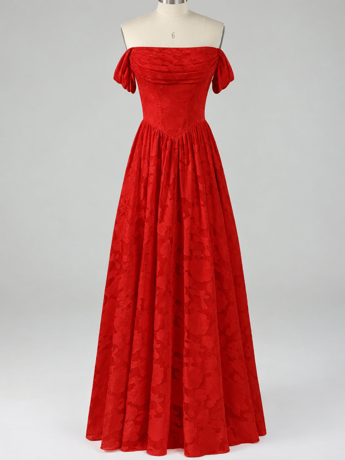 Off Shoulder Jacquard A-Line Maxi Dress