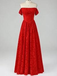 Off Shoulder Jacquard A-Line Maxi Dress
