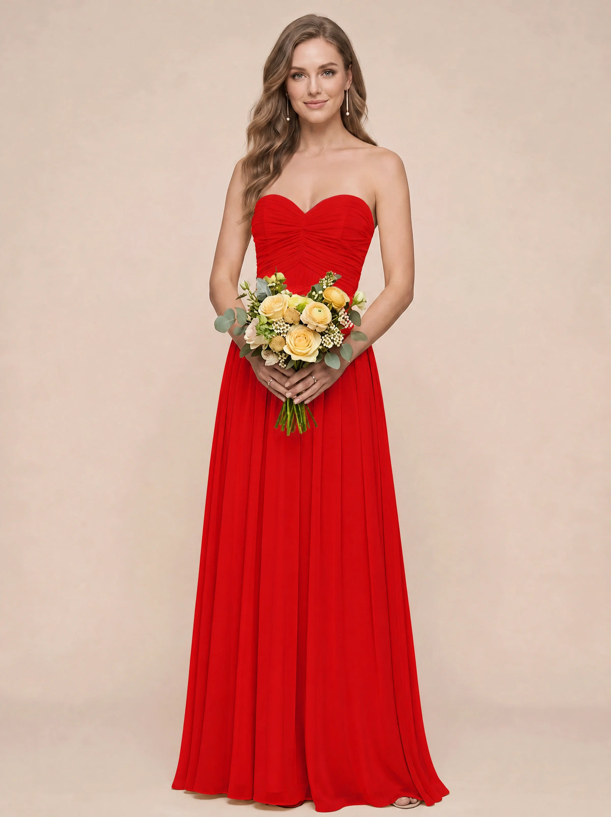 Strapless Pleated Chiffon A-Line Bridesmaid Dress