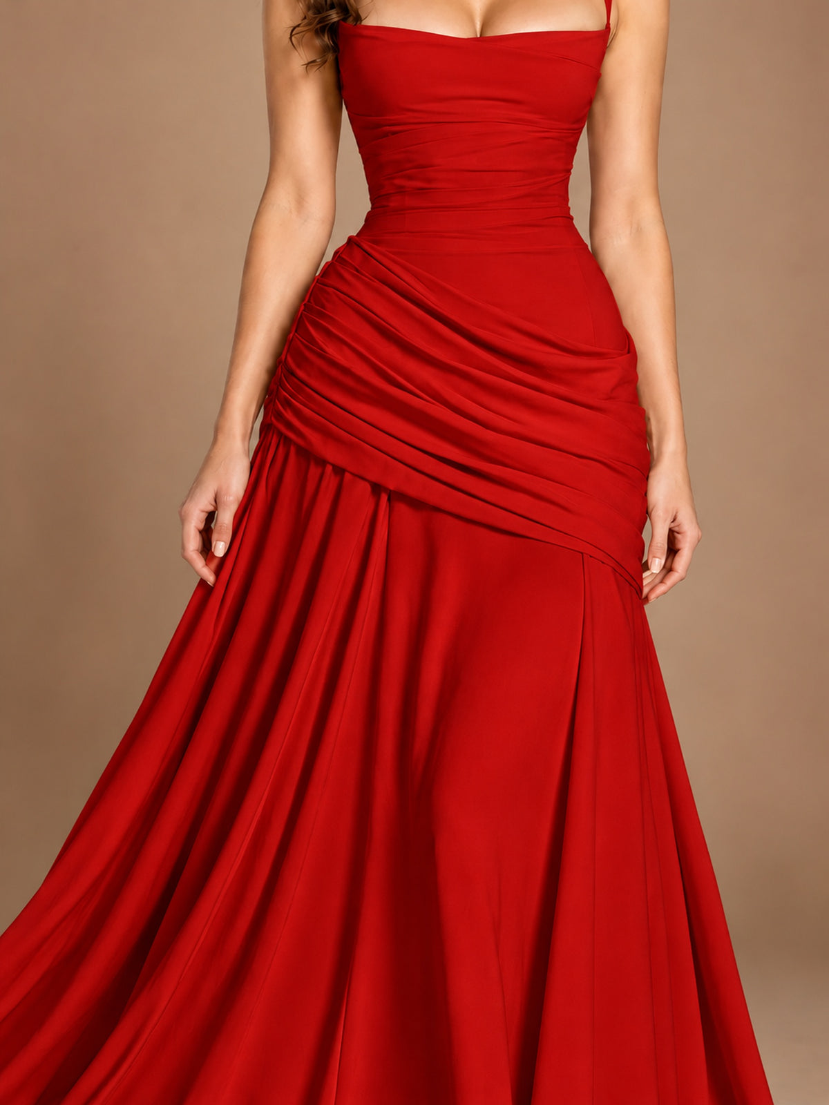 Butter Yellow Square Neck Ruched A-Line Prom Dress