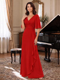 V-Neck Chiffon Lace Mother of the Bride Dresses