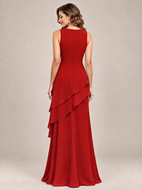 Dusty Blue Two-Piece Chiffon Mother of the Bride Dress with Jacket