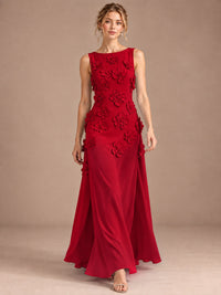 3D Floral Applique Sleeveless Formal Maxi Dress