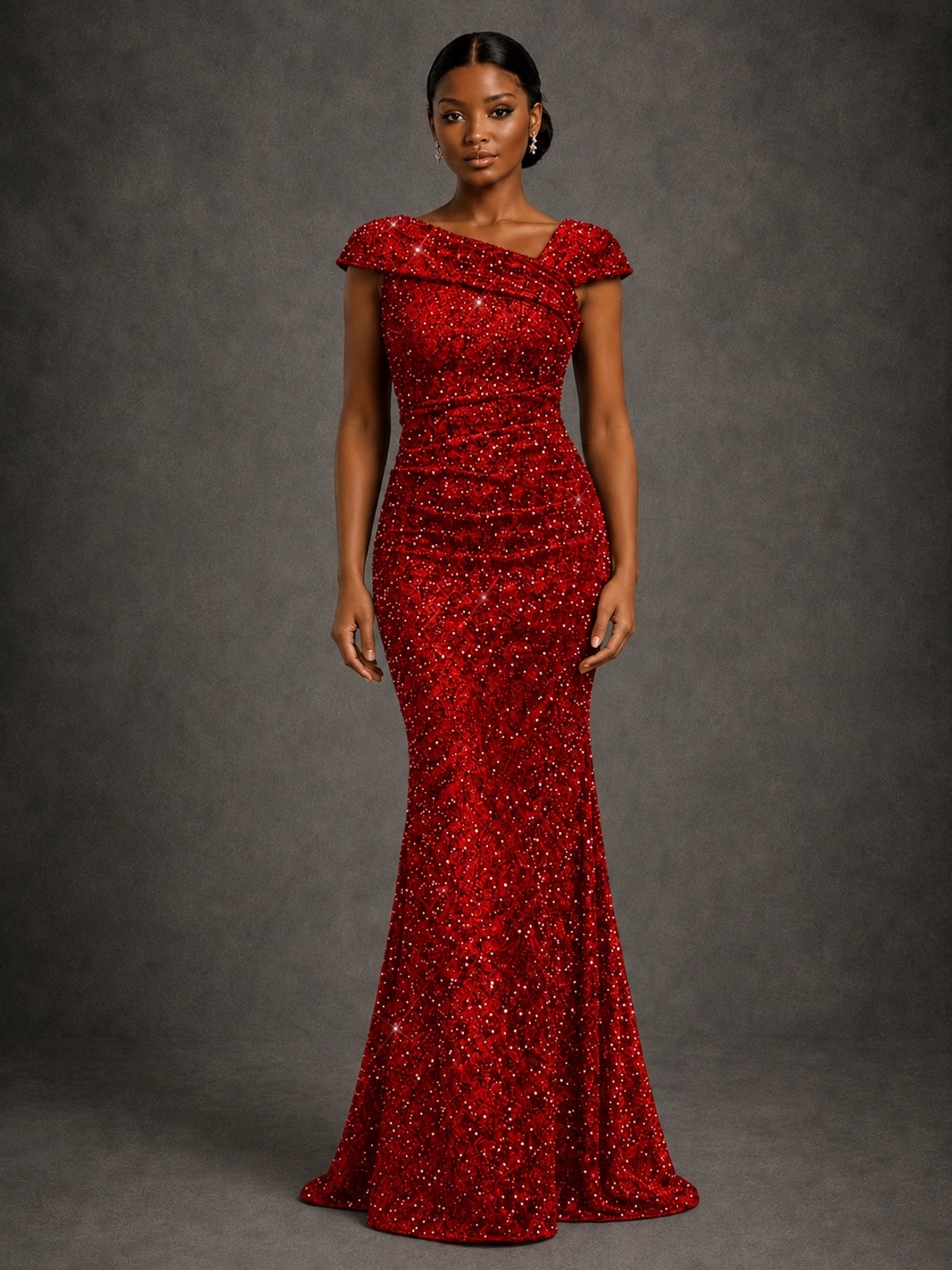 Sequin Off Shoulder Mermaid Prom Dress