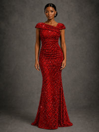 Sequin Off Shoulder Mermaid Prom Dress