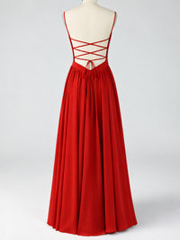 Spaghetti Strap Ruched Chiffon Maxi Dress with Backless