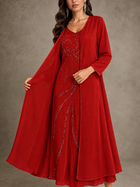 Sequin Chiffon Mother of the Bride Dress with Jacket