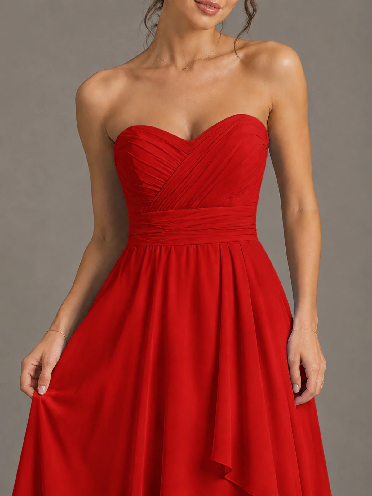 Strapless Ruffle A-Line Maxi Dress