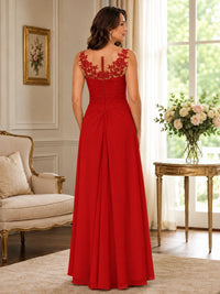 Elegant Chiffon Mother of the Bride Dress with Lace Applique and Cape Sleeves