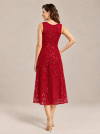 Tea Length Sequin Lace Mother of the Bride Dress with Chiffon Jacket