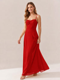 JOVELLEE Yellow Sweetheart Ruched Bust Chiffon Maxi Dress