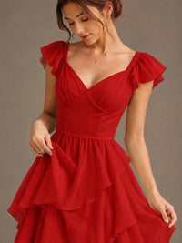 Ruffle Tiered V Neck Maxi Dress