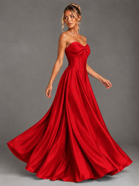 Sweetheart Neck Strapless Satin A-Line Prom Dress