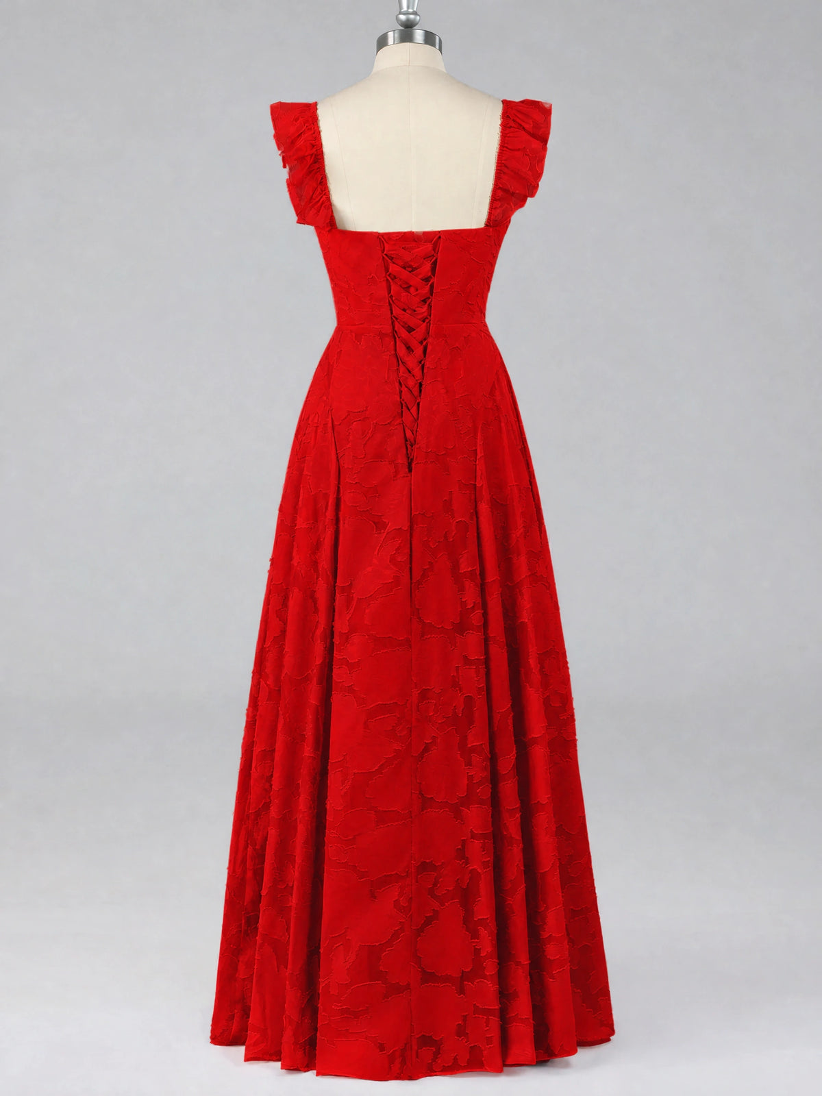 Jacquard Square Neck A-Line Maxi Dress