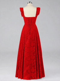 Jacquard Square Neck A-Line Maxi Dress